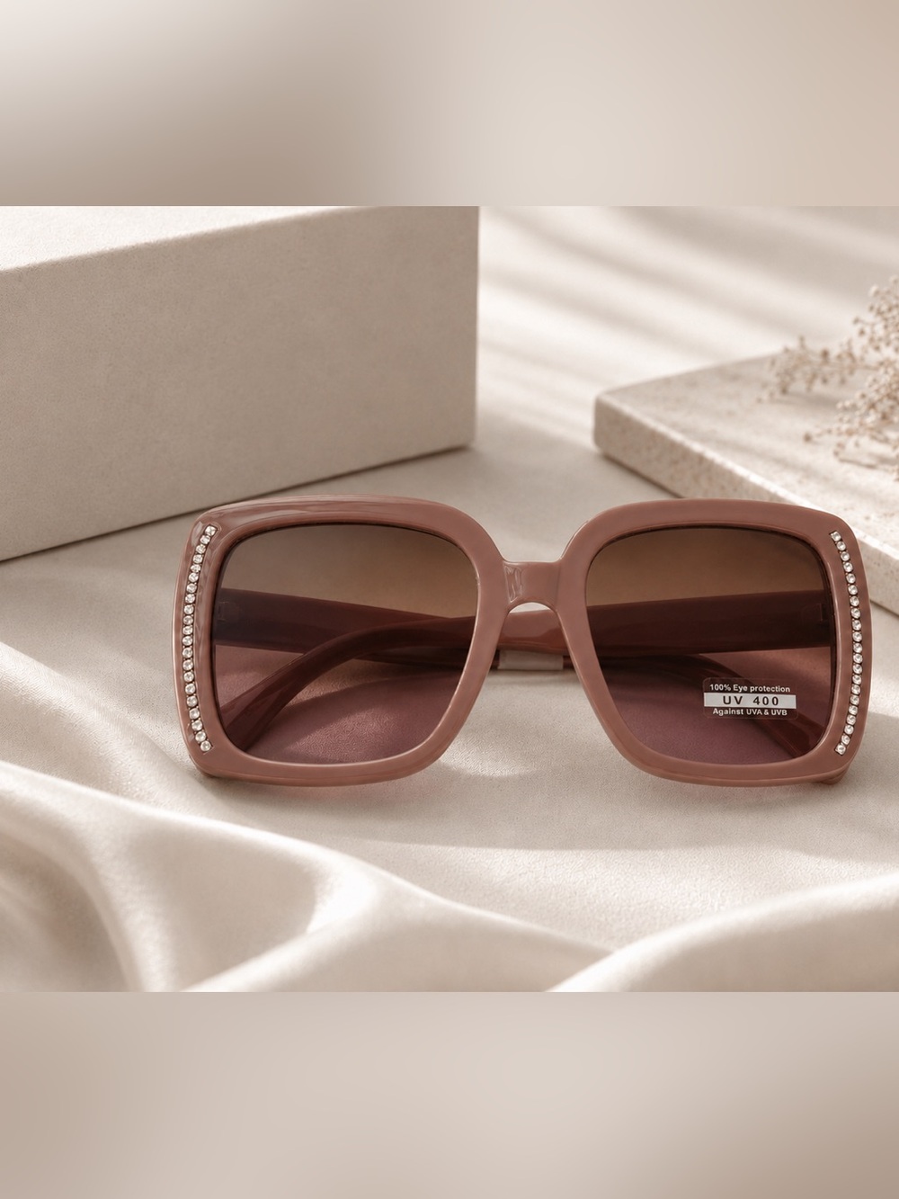 Women's Oversized Square Sunglasses in Dusty Rose